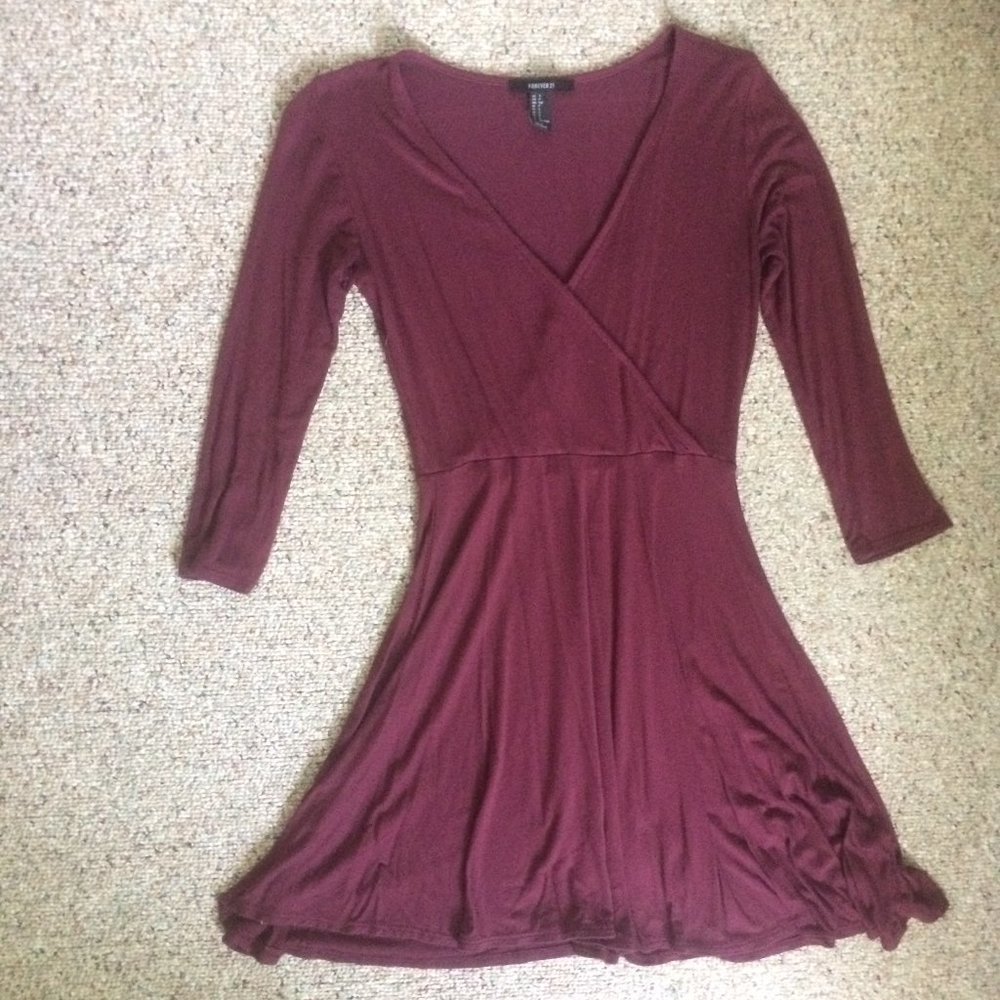 Purple Faux-Wrap Mini-dress